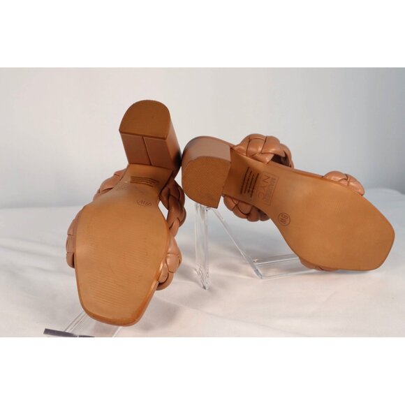 Madden NYC Braided Strap Tan Block Heel Sandals Comfortable & Stylish Size 8 - Picture 5 of 6
